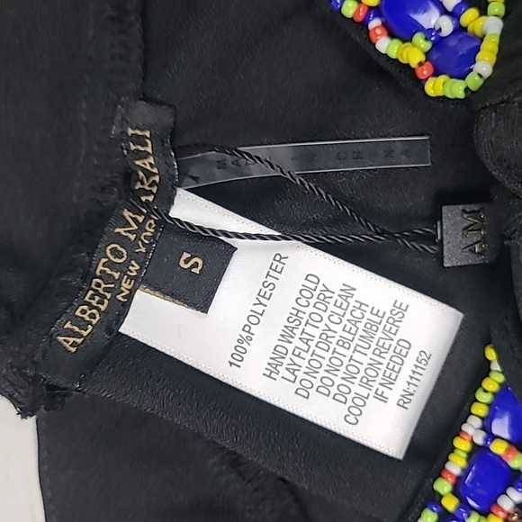 NWT Alberto Makali Black Fringe Beaded Tie Cape Size Small - Picture 3 of 6